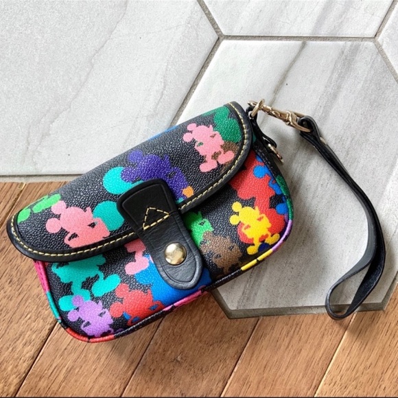 Dooney & Bourke Handbags - Dooney & Bourke Disney World Disneyland Mickey Mouse Wristlet In Black/ Multi
